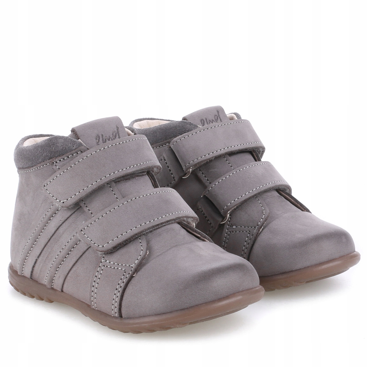 Emel Es 1084-12 Trzewiki Buty Dziecięce Skórzane Rzepy Brooklyn Szare R 20
