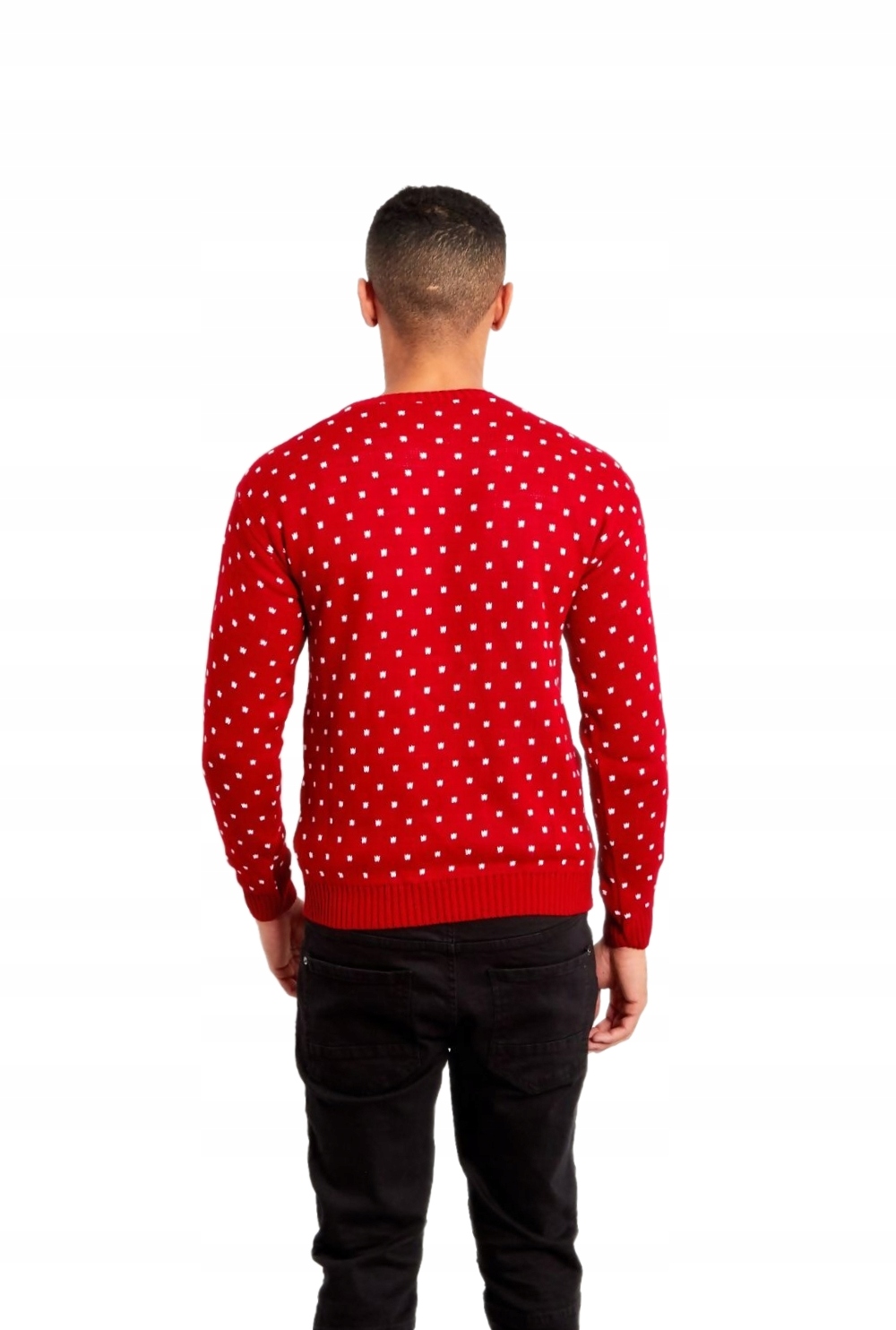 SWETER ŚWIĄTECZNY Z RENIFEREM NOS 3D Święta S/M Dekolt okrągły