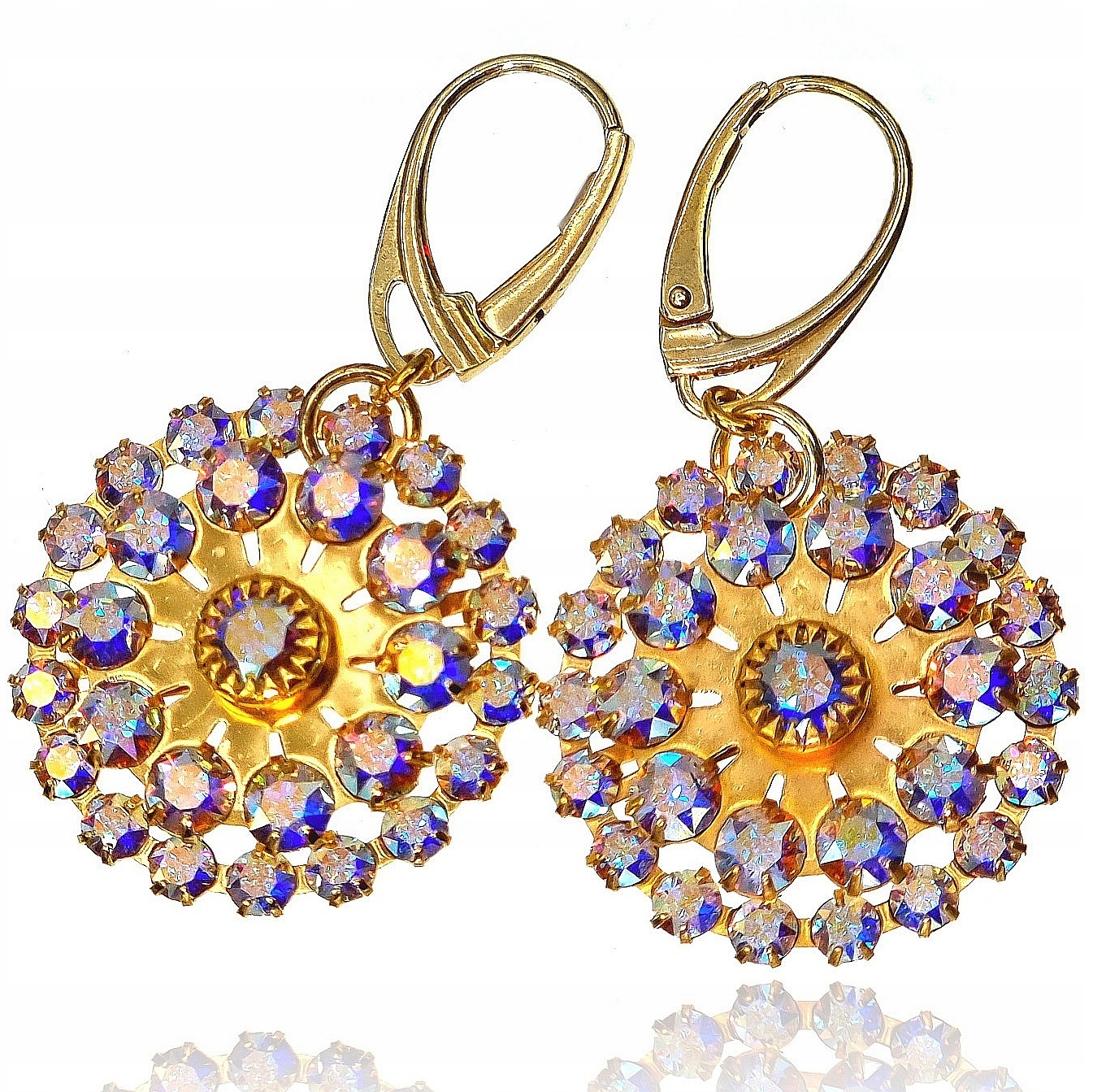 Krystaly Náušnice Unikát Aurora Flow Lux Zlaté Stříbro