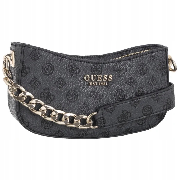 Dámská kabelka Guess Evelune Top Zip Shoulder Bag Charcoal Logo Šedá