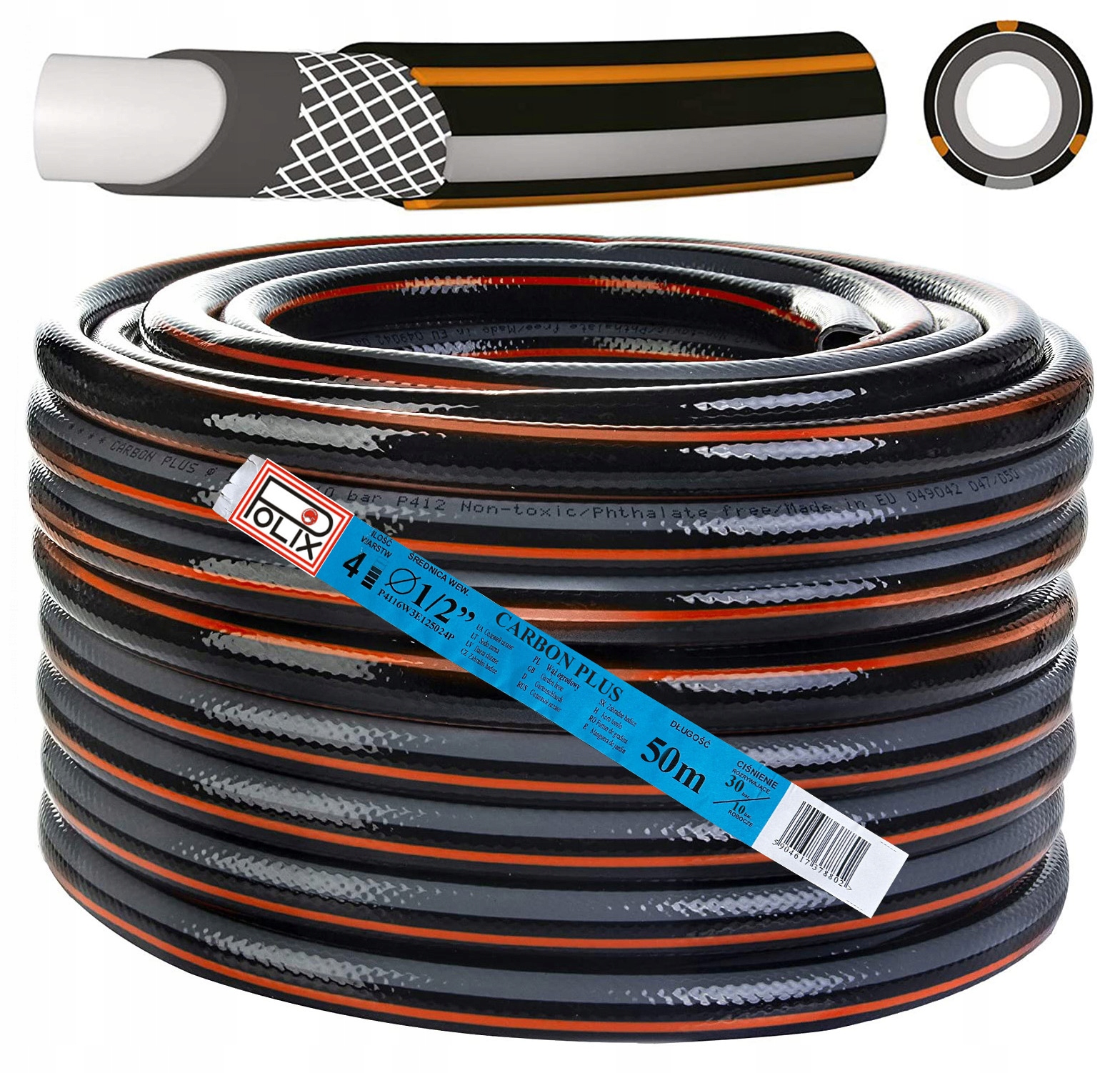 

Wąż Ogrodowy 1/2" 50m 4 Warstwowy Zbrojony Polski