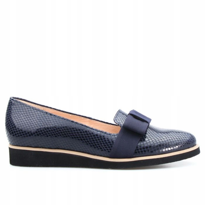 Černé Mokasíny S Mašličkou, Laková Kůže 37