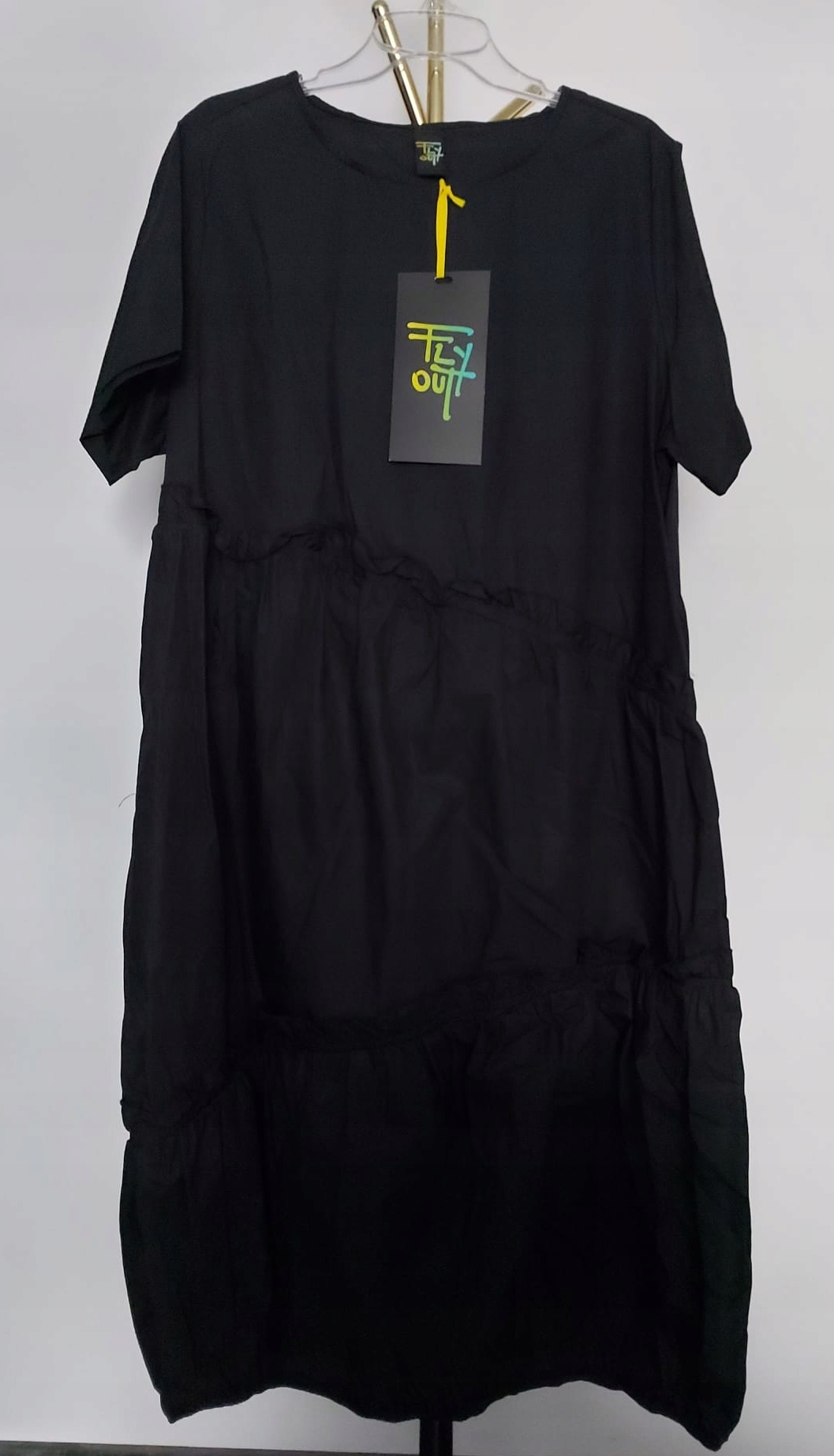 Fly Out oryginalna czarna sukienka bombka 42/44/46 XXL bawełna Italia