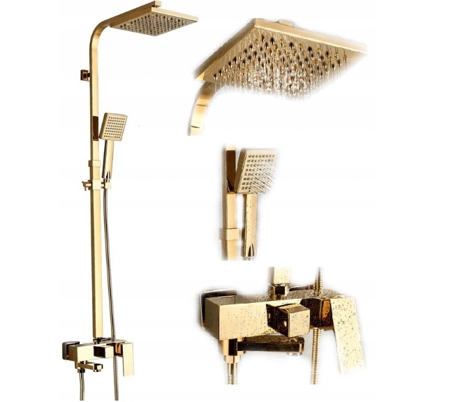 Zlatá kúpeľňová sprchová batéria Dantos Gold