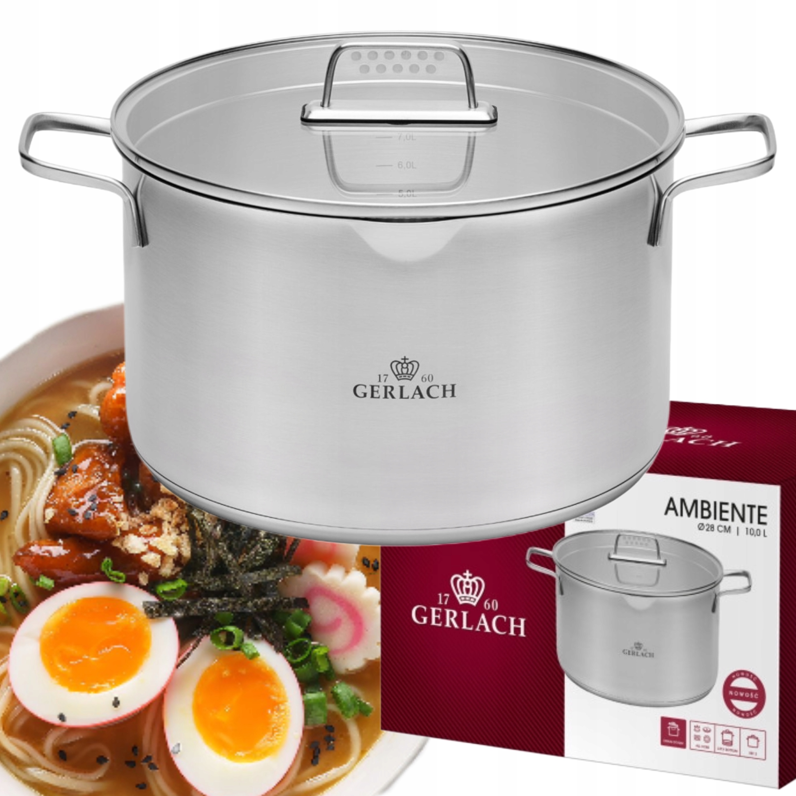 Hrniec Kuchynský Hrnec 10 L Oceľový Tradičný 28 CM Gerlach Pokrievka Ambiente