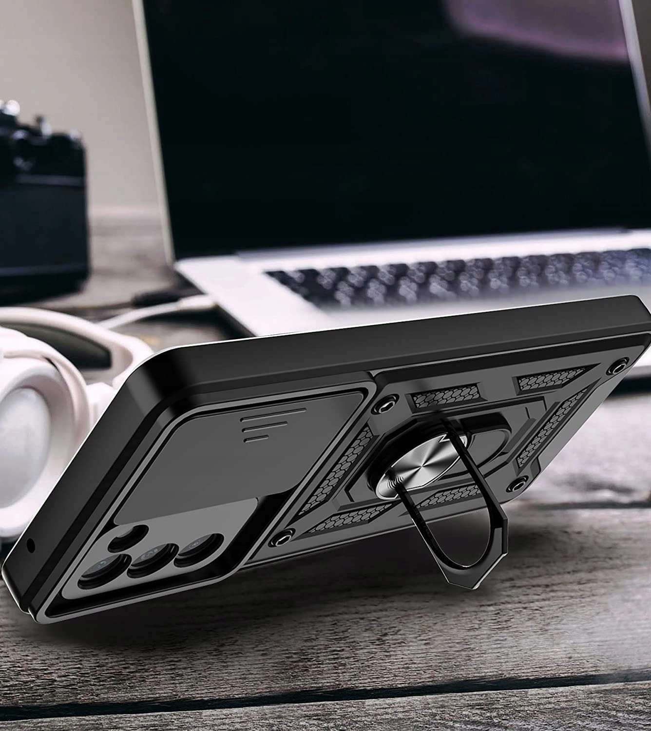 ETUI PANCERNE SLIDE DO SAMSUNG S22 +SZKŁO Kolor czarny