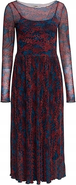 Esprit Šaty MIDI Vícebarevná S Tylovým Vrškem A Dlouhým Rukávem Xxs 6BA