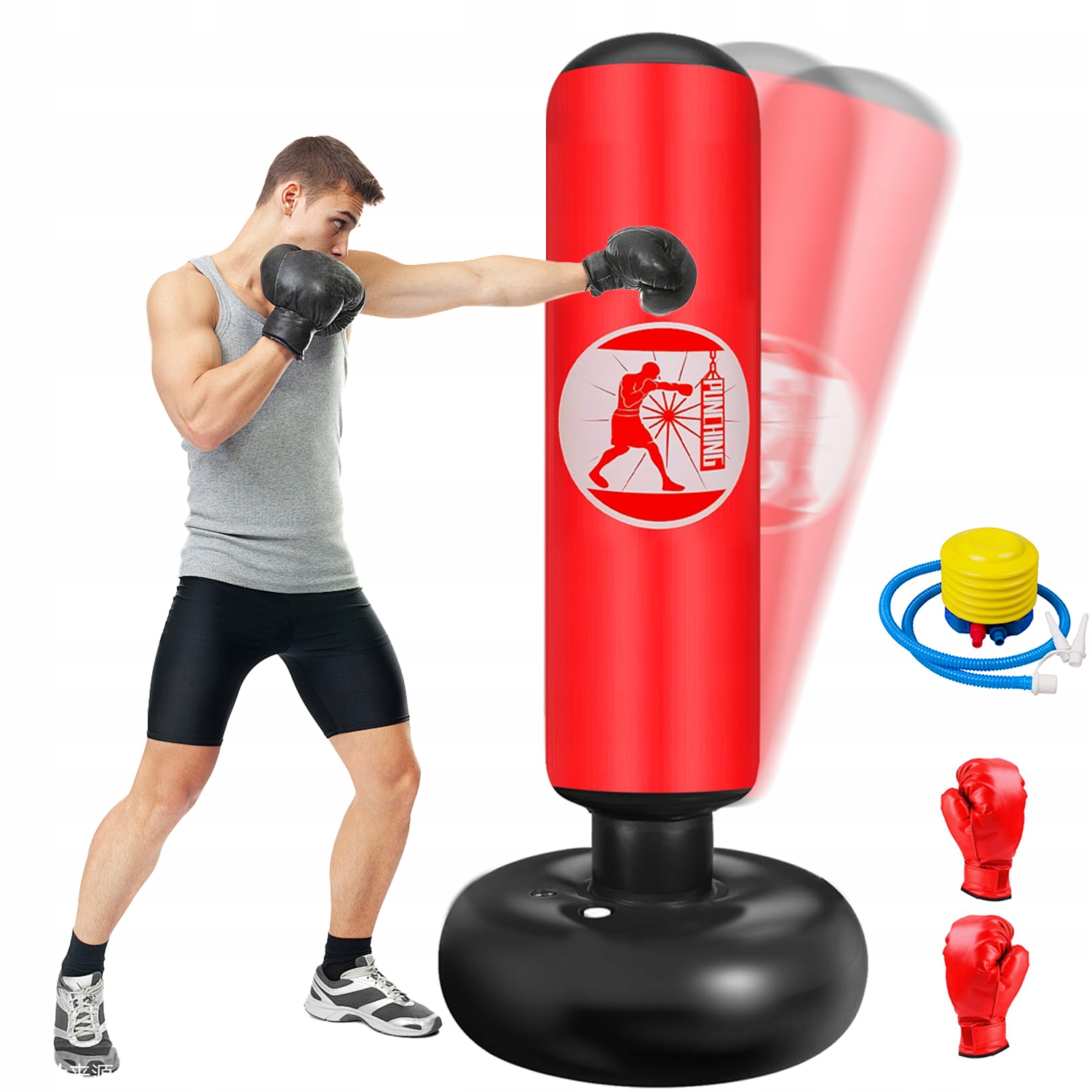 Boxovací Pytel Stojící 160 CM, Rychlá Montáž, Naplňování Vodou Nebo Pískem