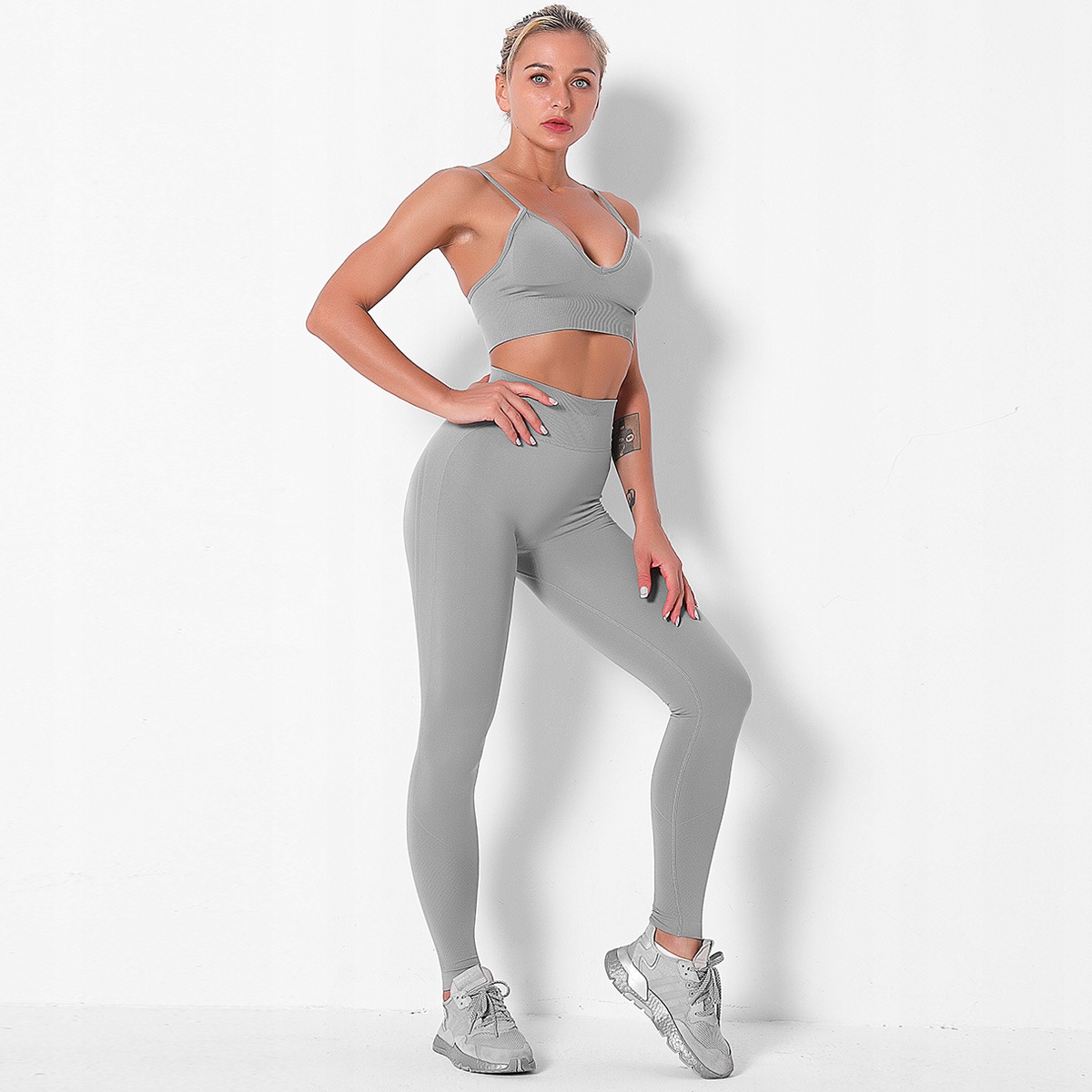 SPORTOWY KOMPLET TOP + LEGGINSY SIŁOWNIA FITNESS L Marka bez marki