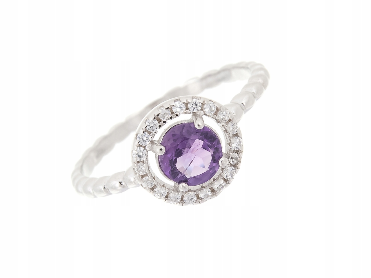 Prstýnek S Rhodiem Vel .16 S Přírodním Ametystem