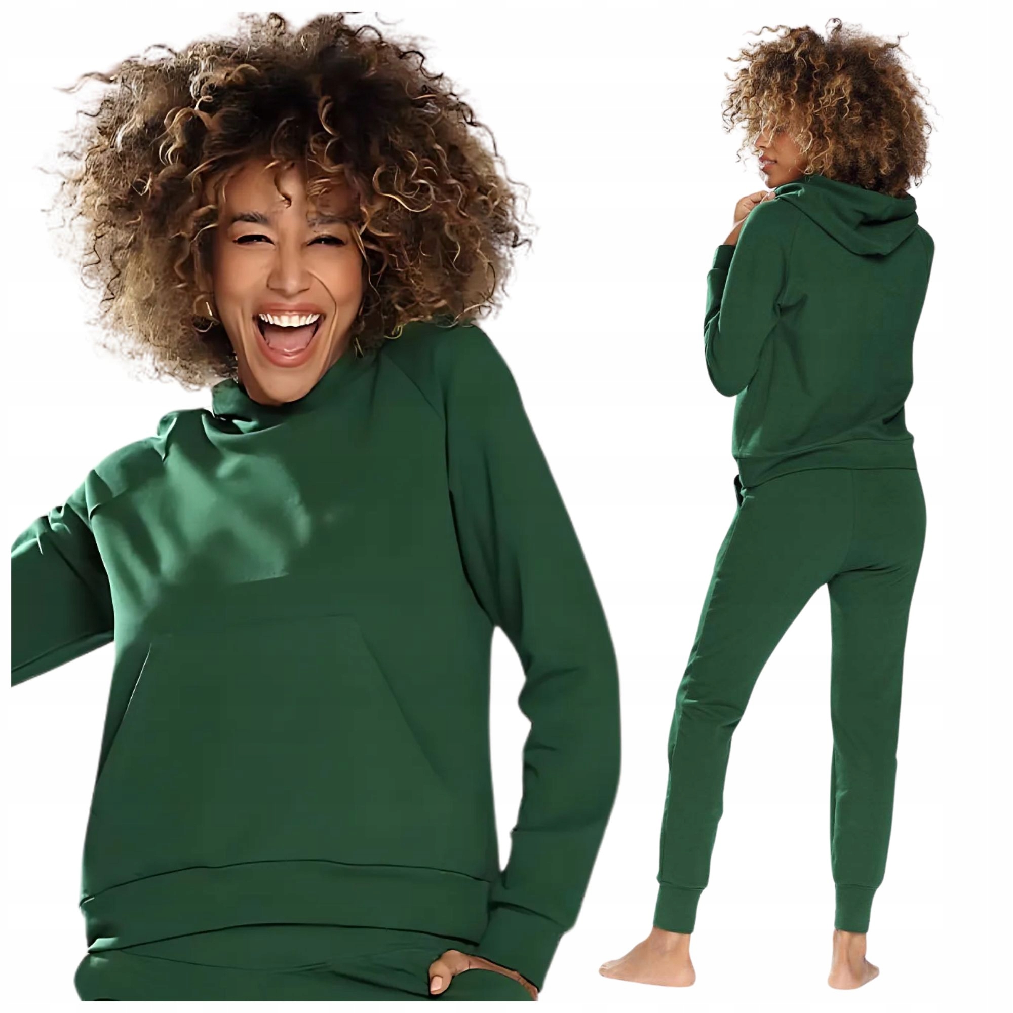 Teplákovka Dámská mikina s kapucí Oversize Dresové kalhoty Bavlna M zelená