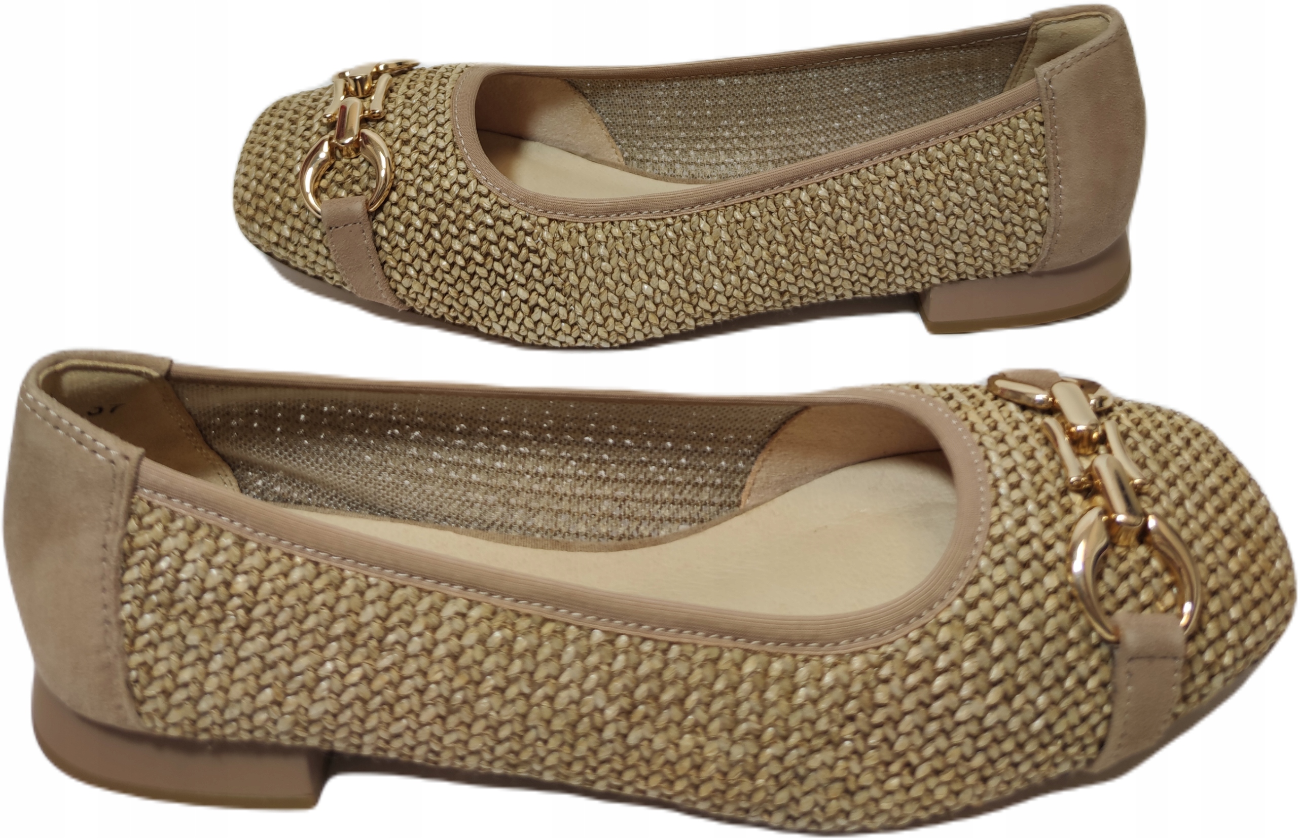 stylové baleríny rafia Caprice 22503 béžová r37