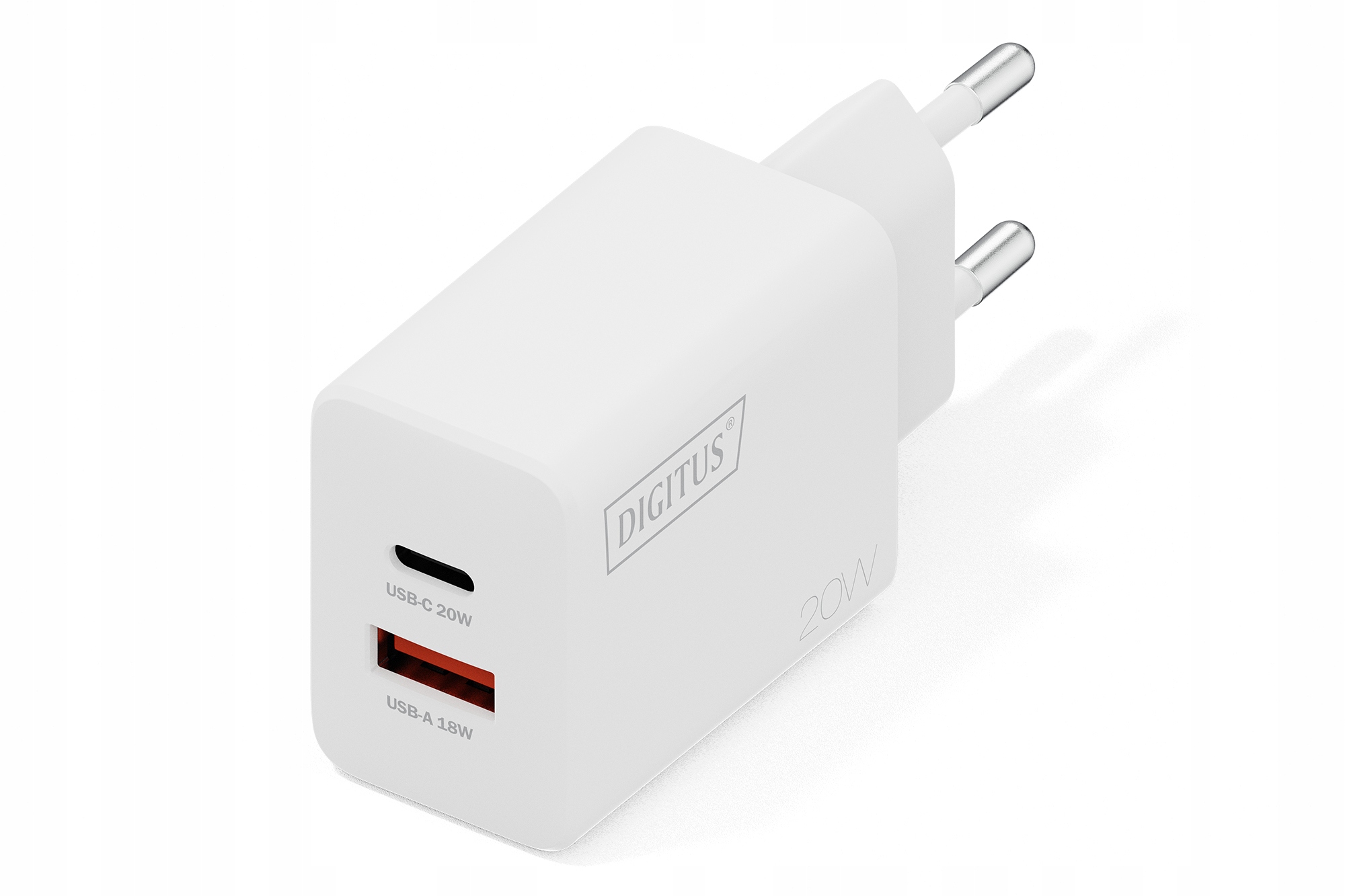 Digitus Ładowarka sieciowa/zasilacz Usb 20W, 1x Usb-c, 1x Usb-a, biała