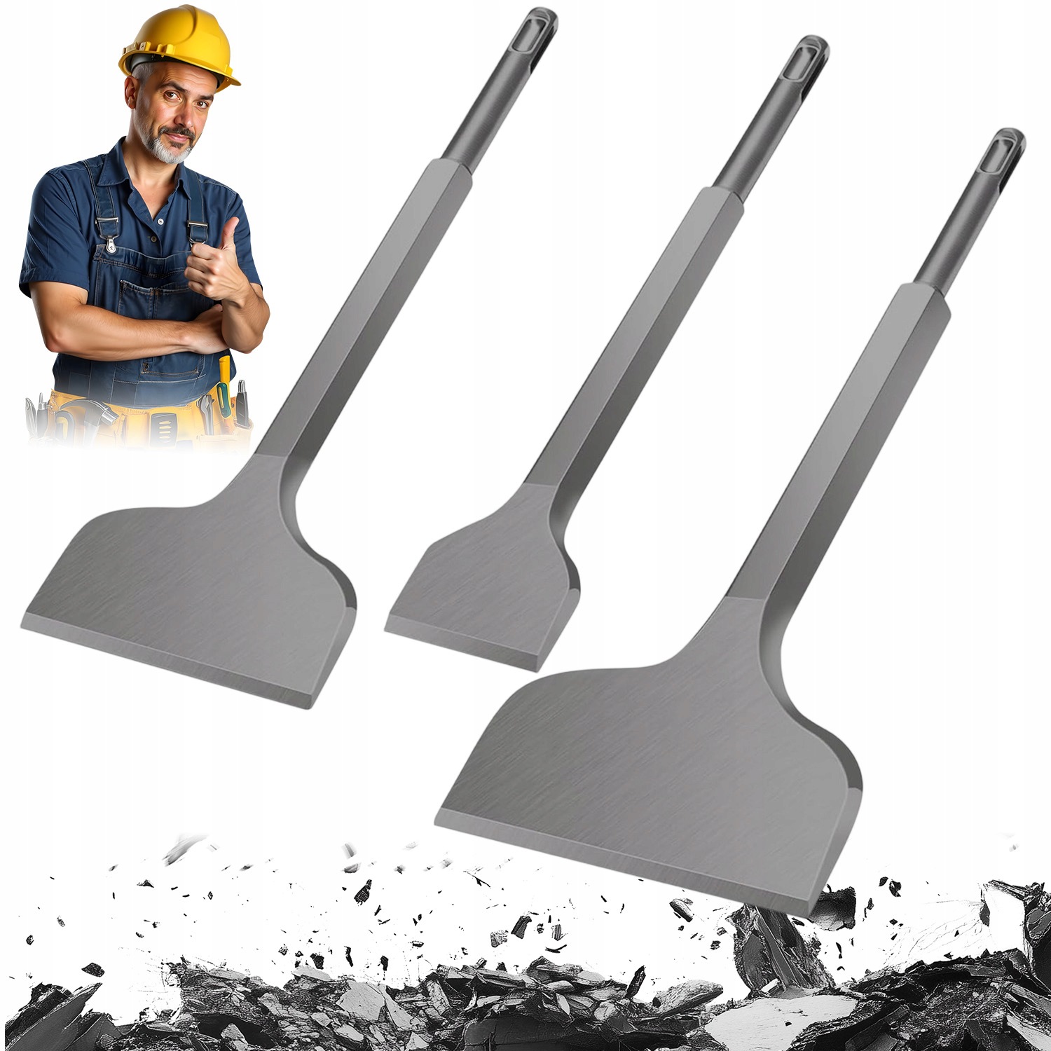 Ploché Dláto Sds Plus Z Ocelové Desky Pro Betonu A Dlaždice 40 75 100 MM