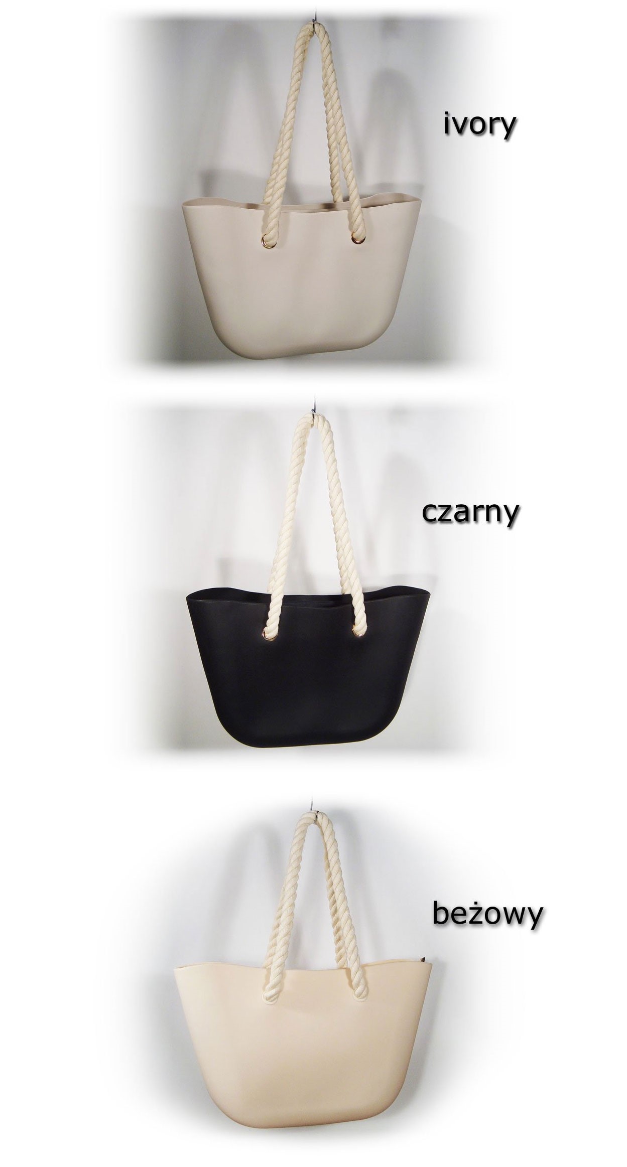 O TORBA GUMOWA TOREBKA HOBO JELLY SHOPPER BAG TGLA Wzór dominujący bez wzoru