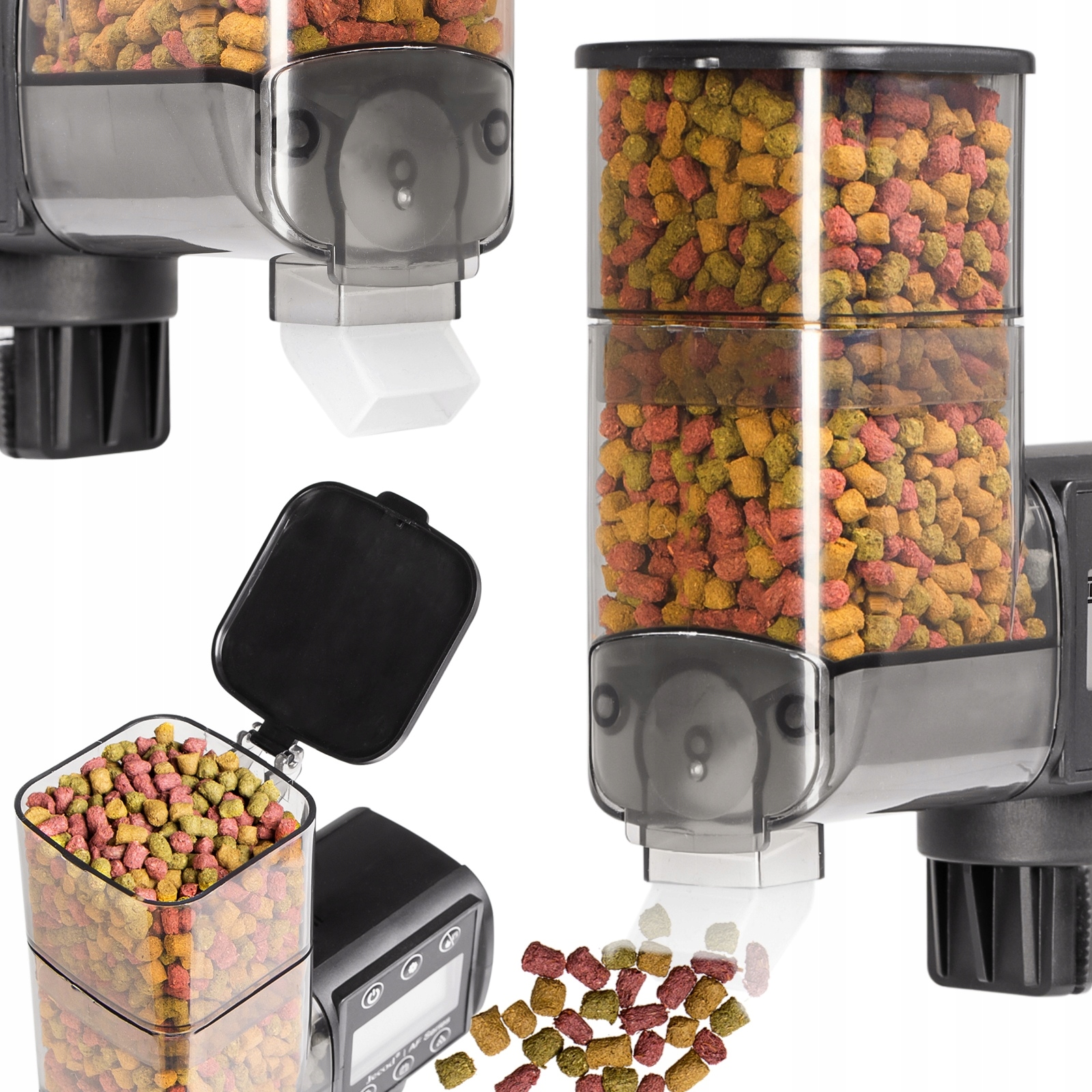 Levně Automatické Krmítko Do Akvária Jecod AF-250 LCD Na Krmivo Vločky Granule