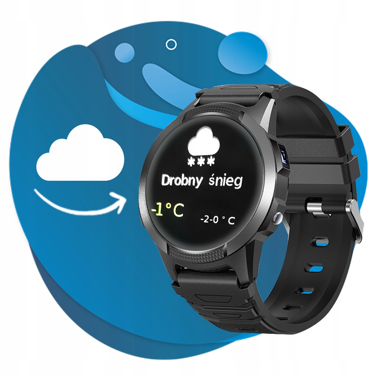 Smartwatch CALMEAN Hoop czarny Kolor czerń