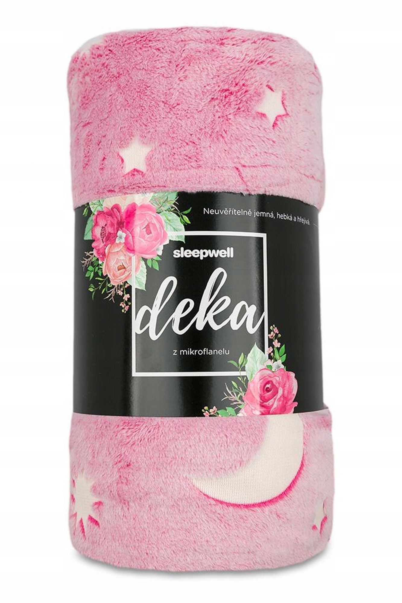 Svitap Mikroplyšová svítící deka Hvězdy růžové 150x200 cm