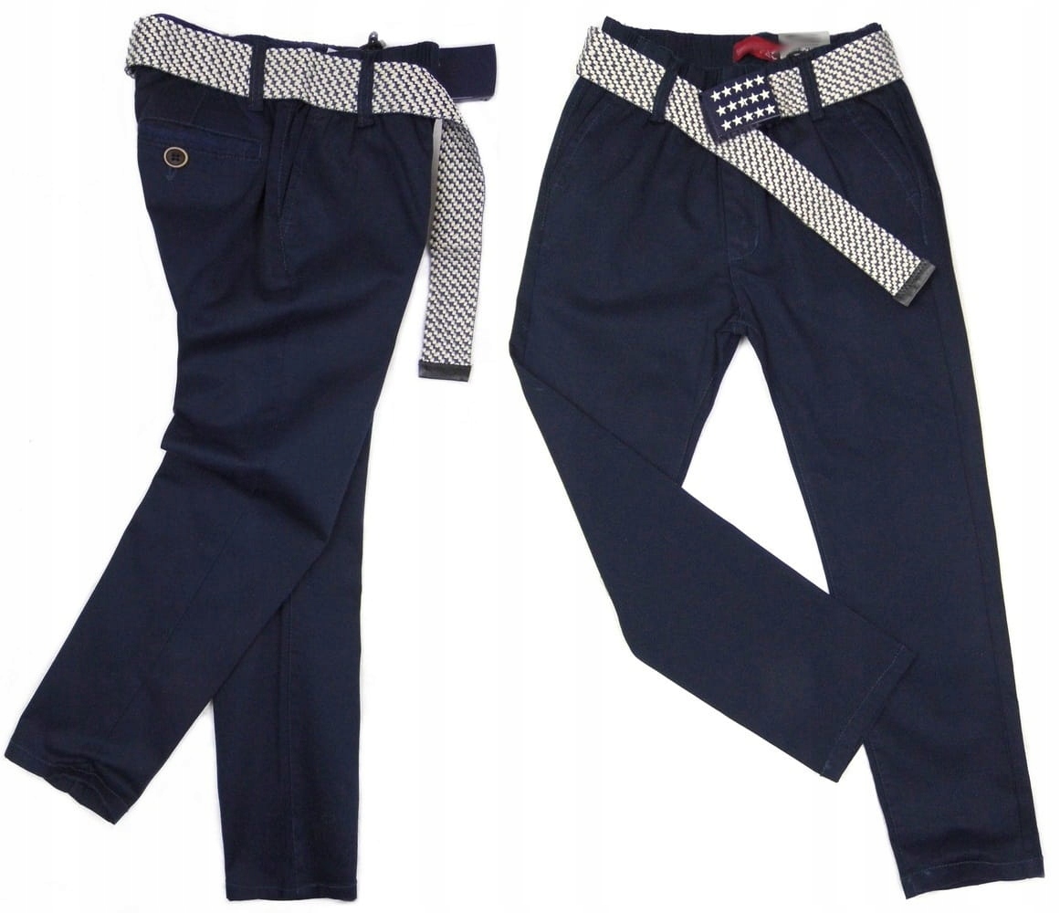 

spodnie Wizytowe 313 na gumce 8Y Granat elastyczne