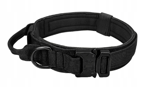 Levně Silný taktický látkový obojek s úchytem, velikost M, černá