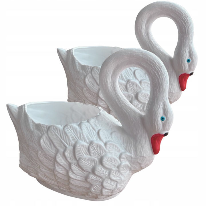 DONICA ŁABĘDŹ FIGURKA OGRODOWA OSŁONKA NA KWIATY ZESTAW 2x MAŁA