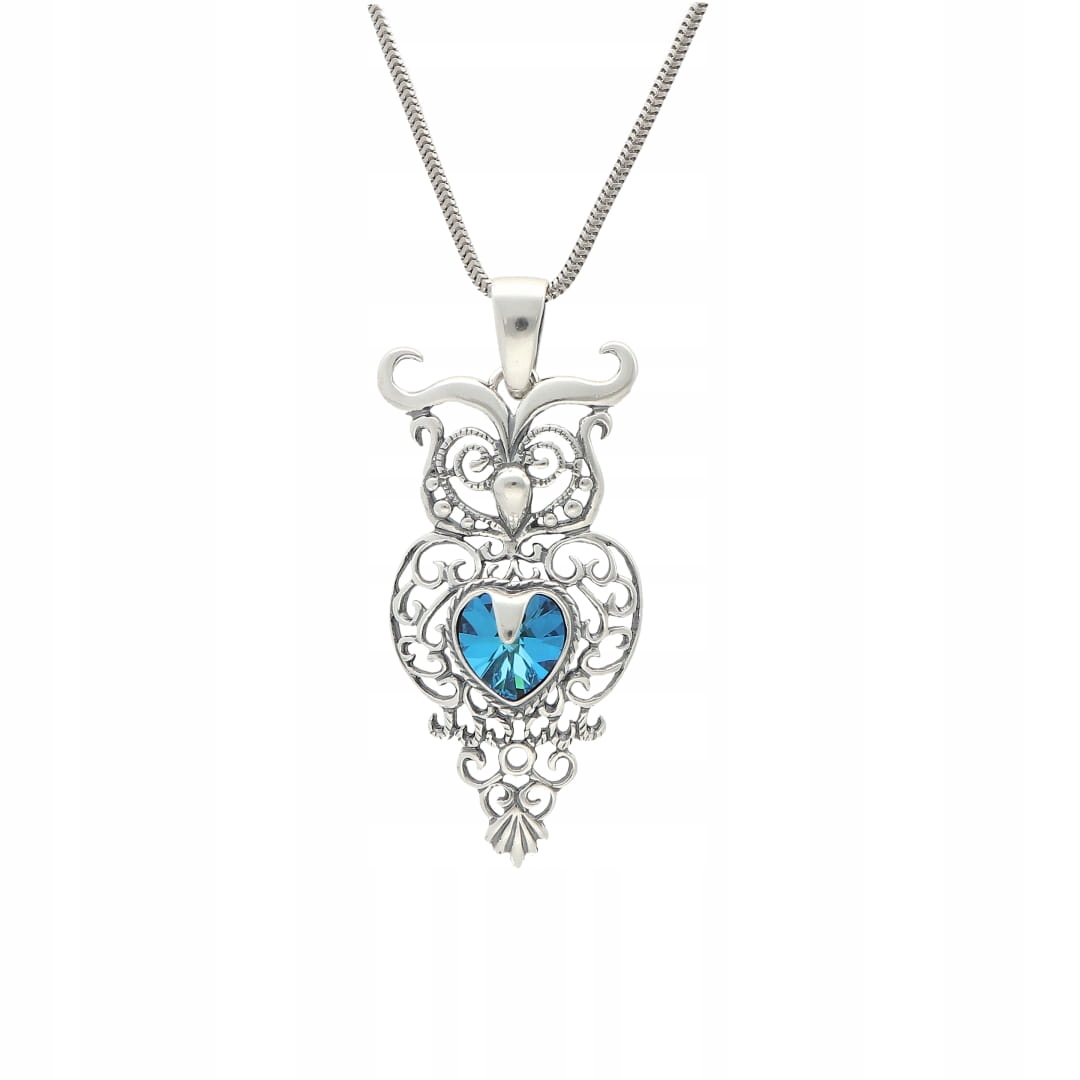 Přívěsek sova s modrým krystalem Swarovski