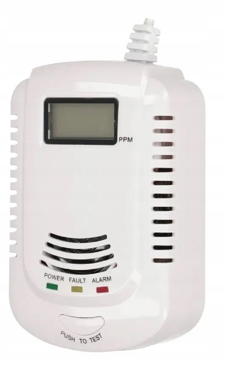 CZUJNIK CZADU I GAZU CO TLENEK WĘGLA KABEL/BATERIA Typ alarmu bezprzewodowy