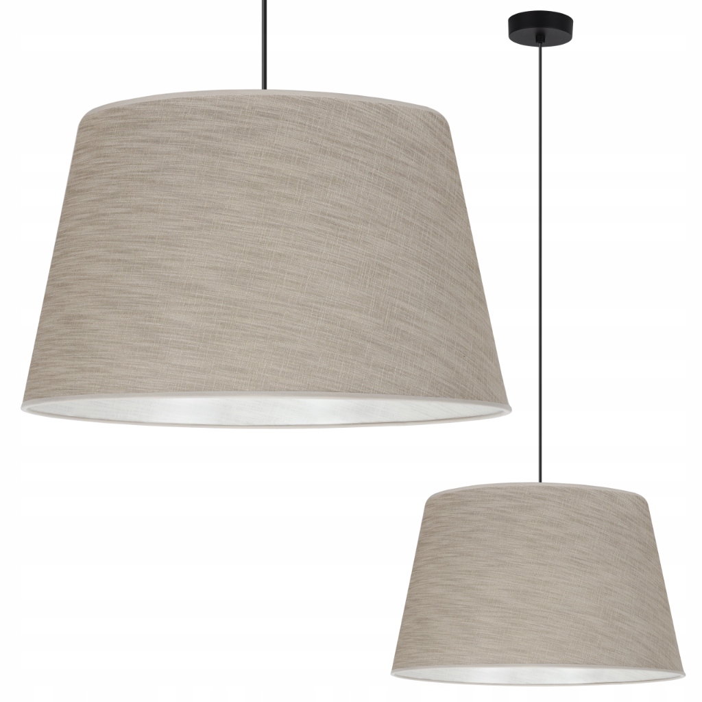 Závěsné Stropní Svítidlo Lustr S Velkým Lněným Stínítkem Nad Stůl, Kužel E27