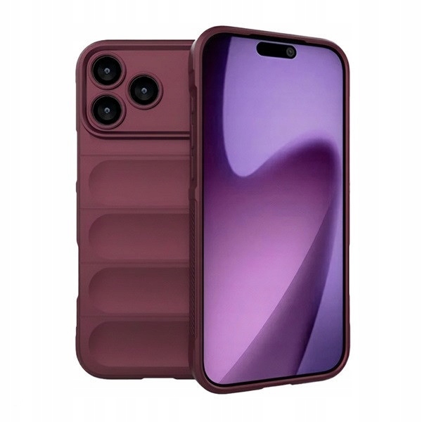 Apple iPhone 17 Pro, Etui silikonowe, średnio odporne na uderzenia, wzór 3D, bordowe