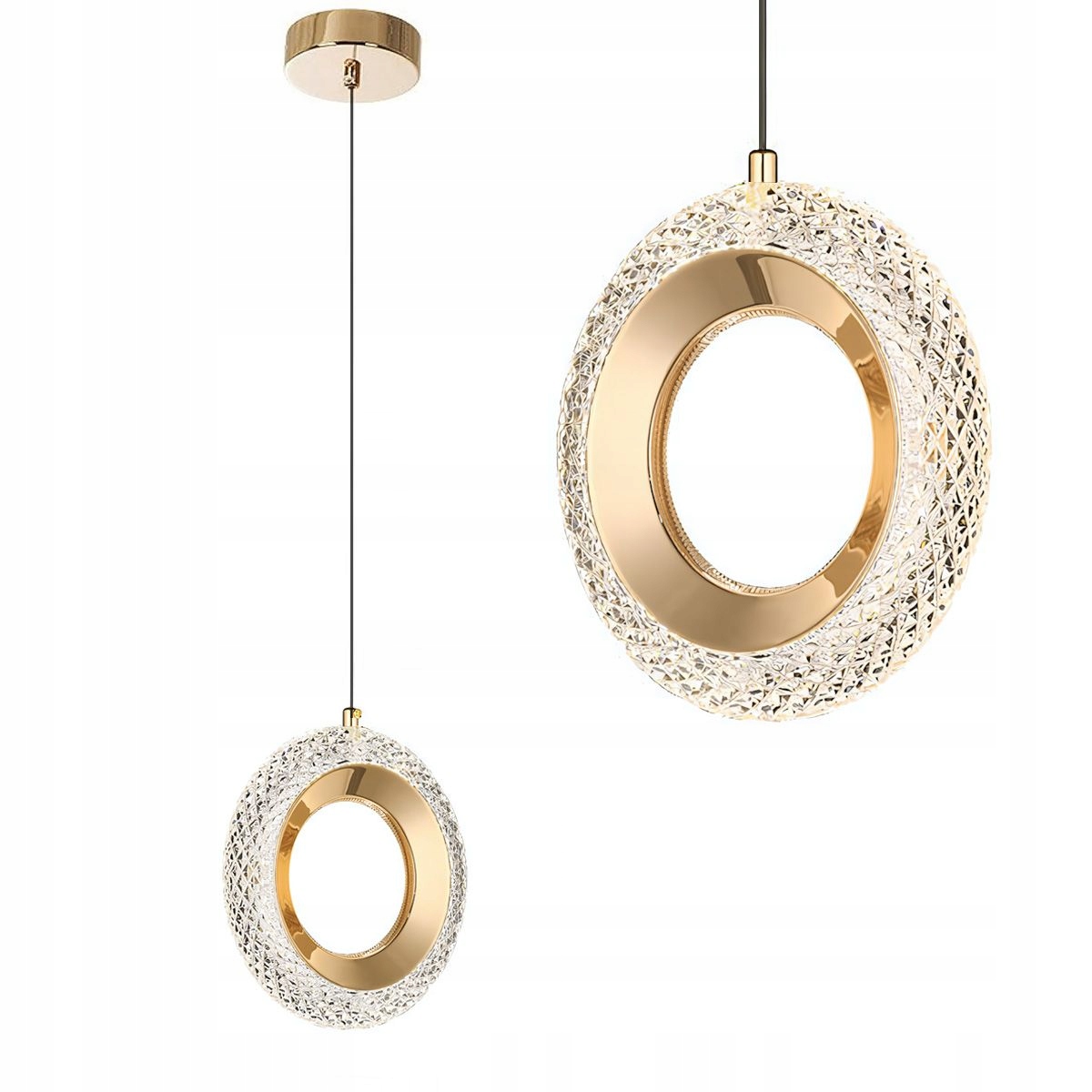 Lampa Sufitowa Wisząca Led Kryształowa Złoto Glamour Toolight