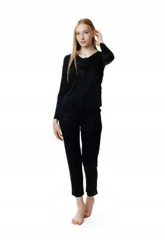 6200 Maria Dámské rozepínací pyžamo Mewa černé