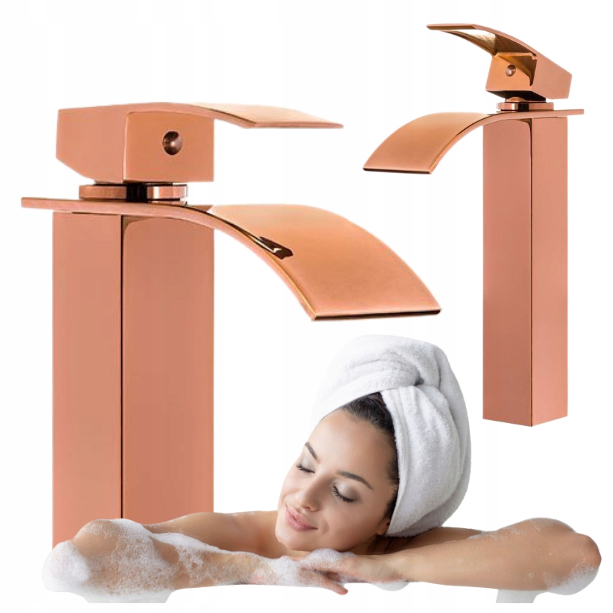 Stojánková Umyvadlová Baterie Cascade Růžové Zlato Vysoká Kaskáda