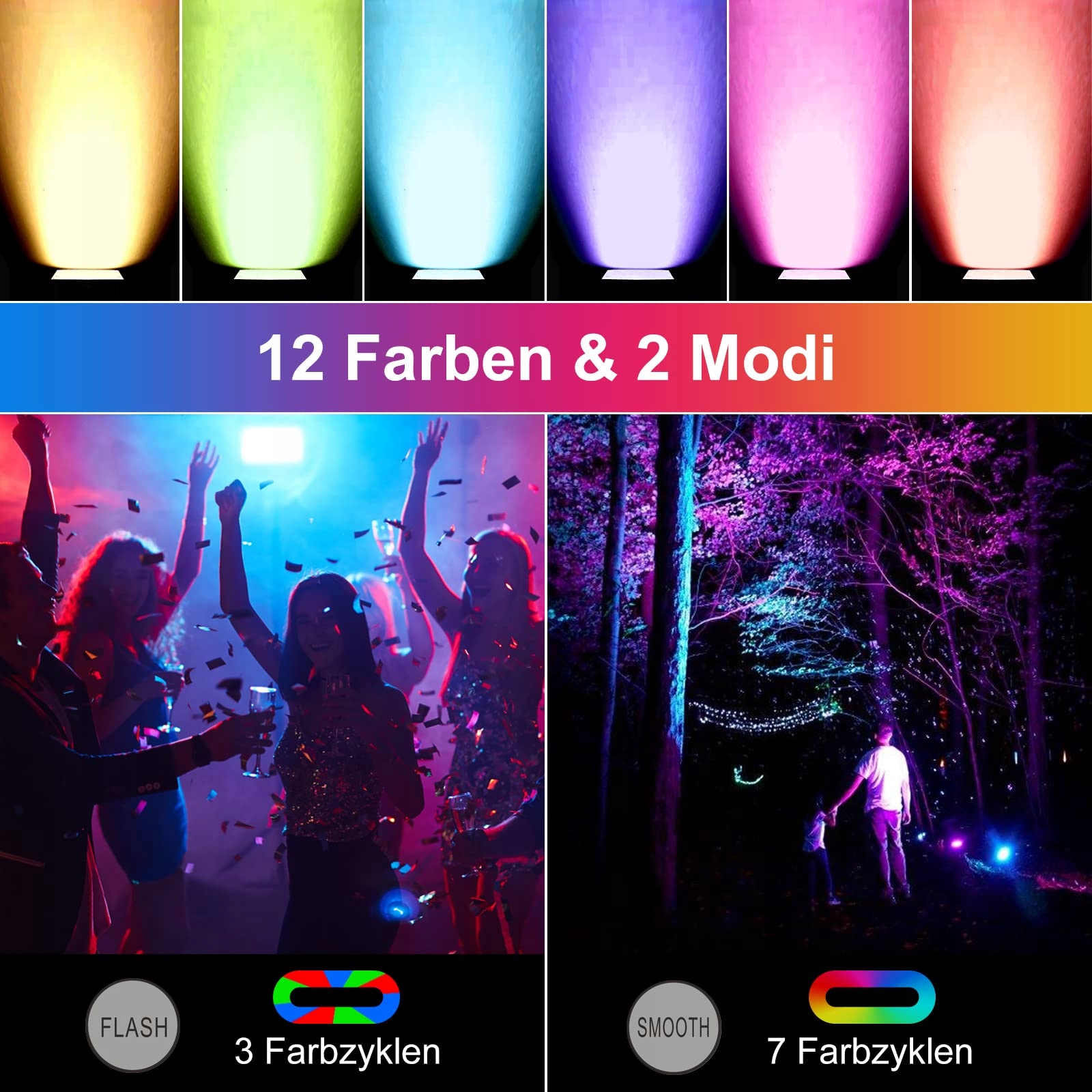 Meikee Reflektor Solarny Wbijany Lampa Ogrodowa Na Imprezę 30W RGB