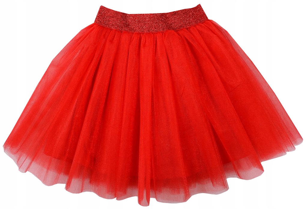 SPÓDNICA ELEGANCKA TIUL TUTU BROKATOWA GUMA czerwona H150F