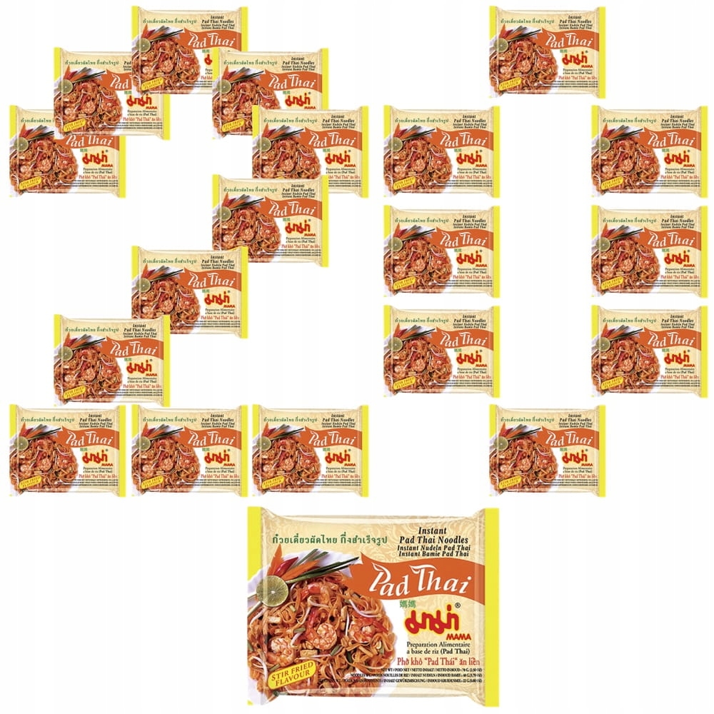 20 x Instantní instantní hotové těstoviny Thai Stir Fry Noodles 70g Mama