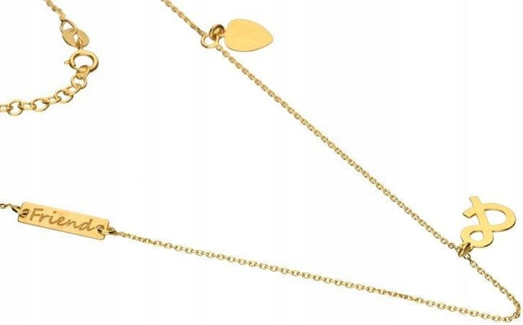 Stříbrný pozlacený náhrdelník 925 srdce a friend 2,12 g s přívěsky dárek