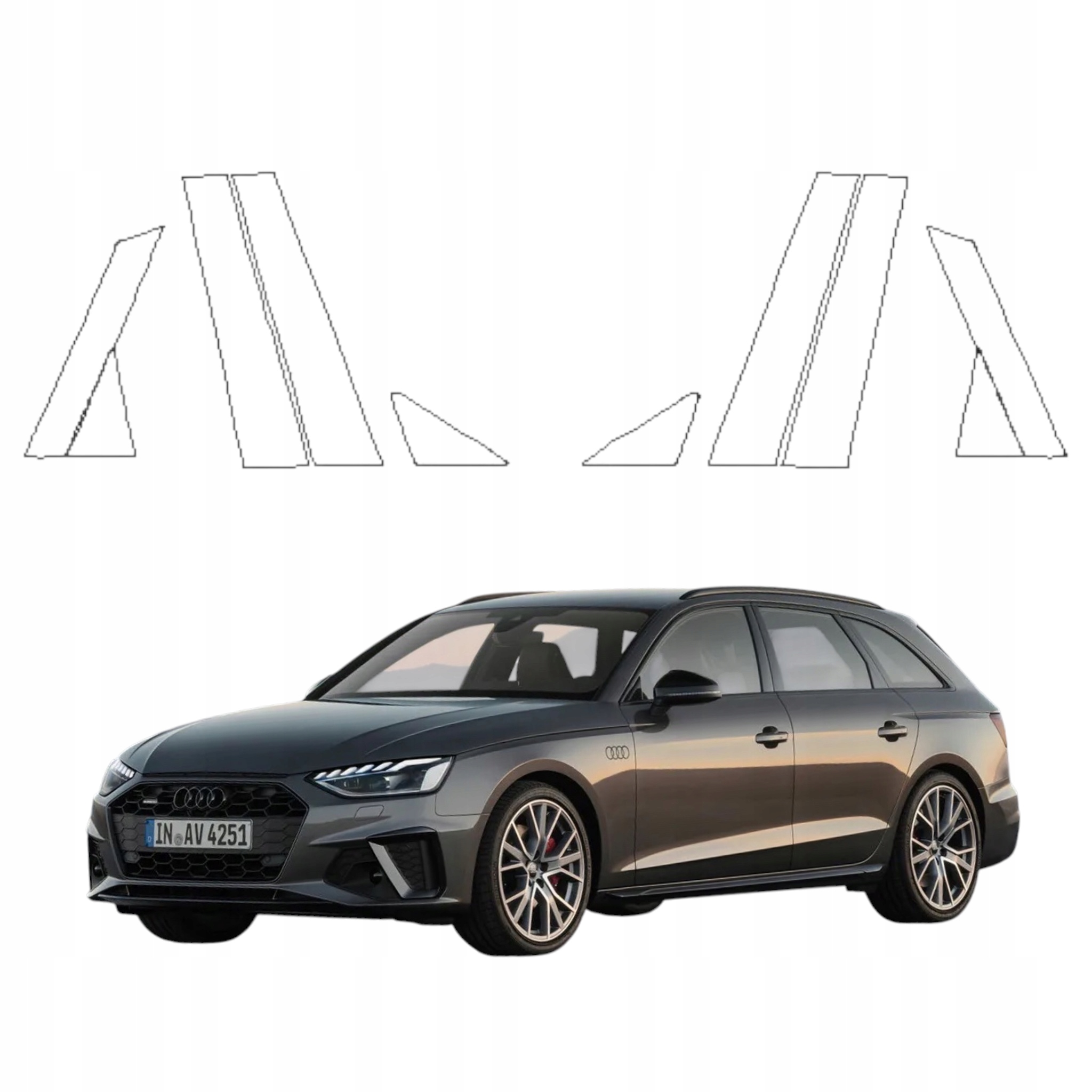 Bezbarvá ochranná Fólie Ppf na sloupky, klavírní černá Audi A4/S4/RS4 B9/9.5