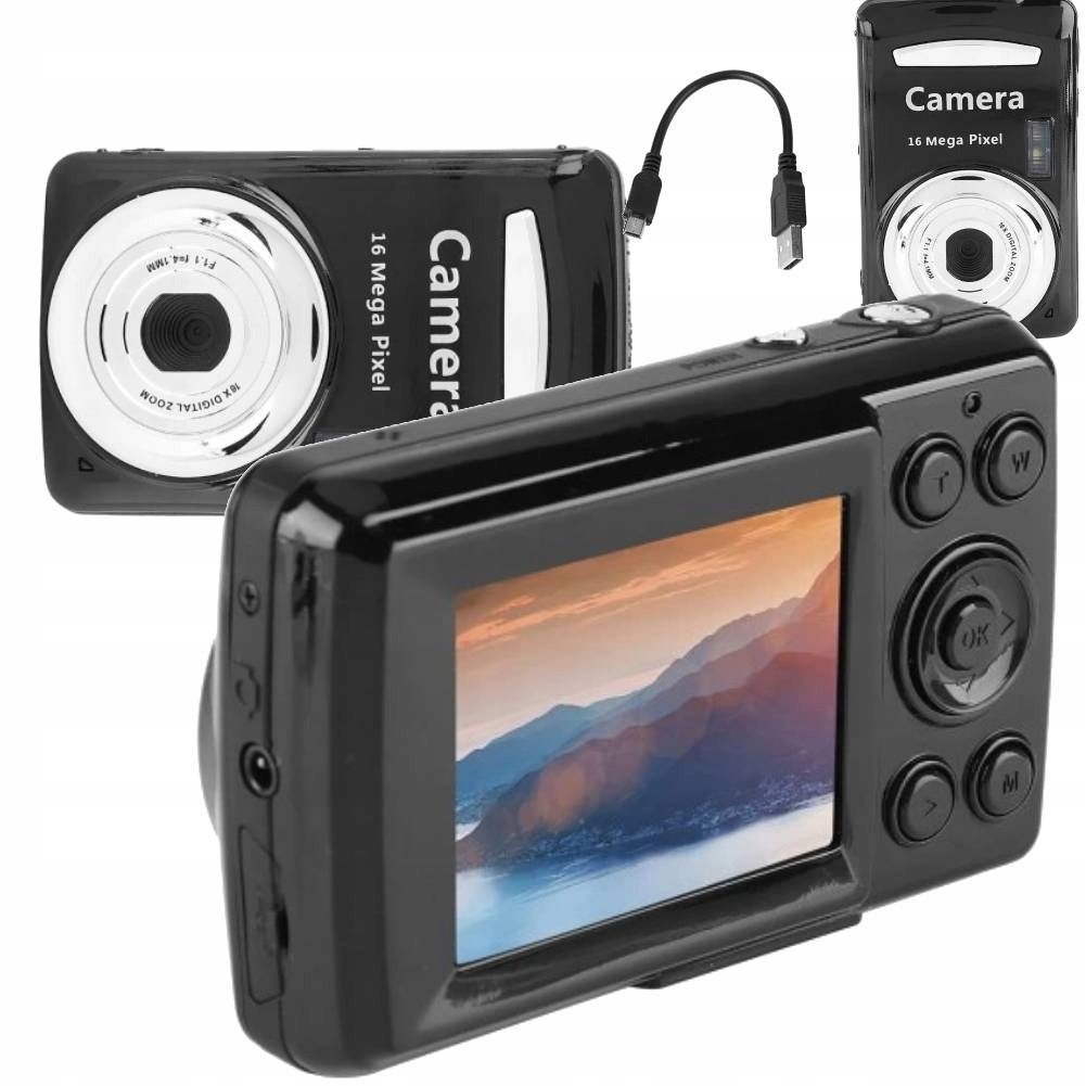 Digitální Fotoaparát Kamera 4X Zoom 16 Mp Černá