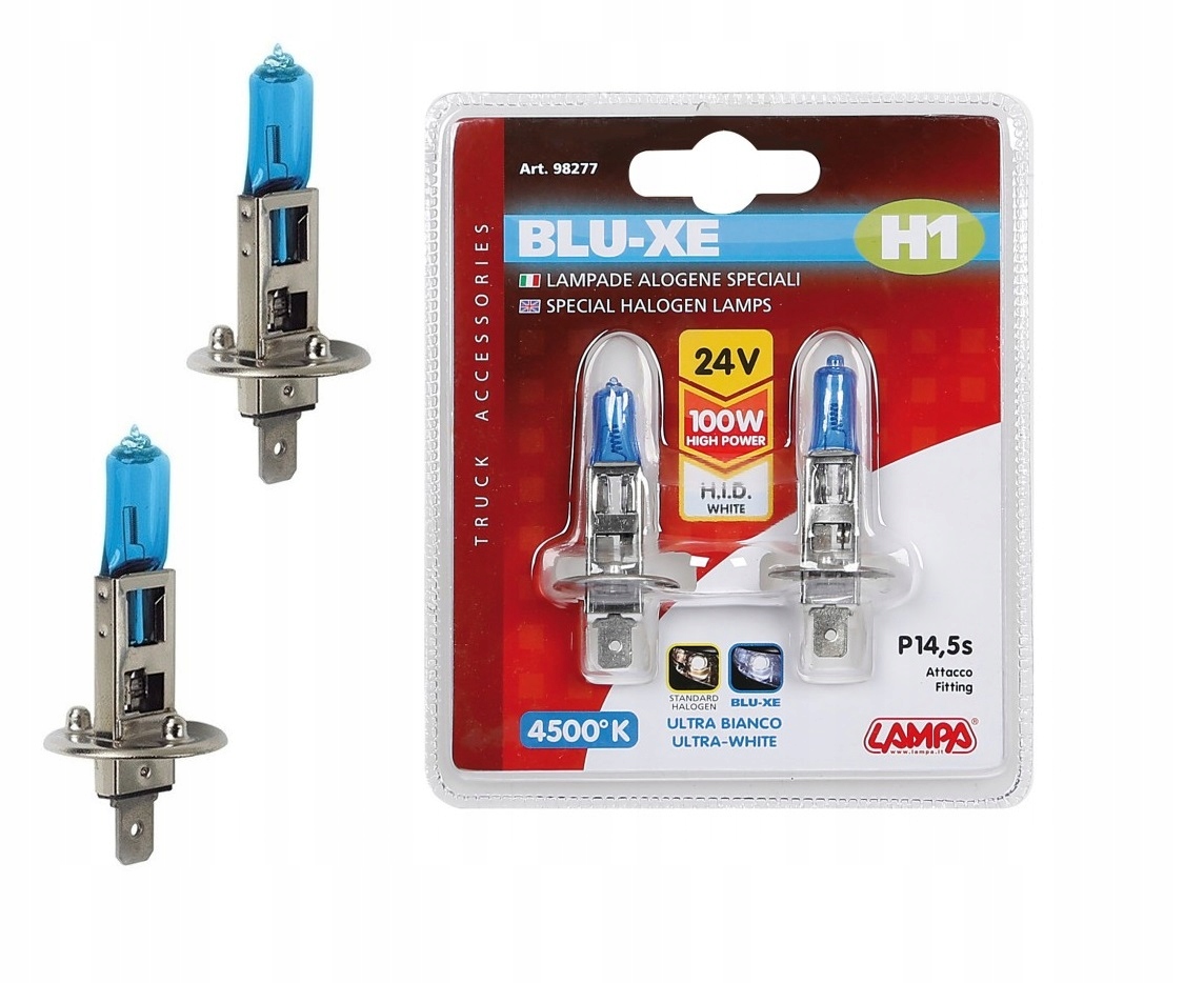 

Włoskie Żarówki H1 100W 24V Tir P14,5s Blue-xenon