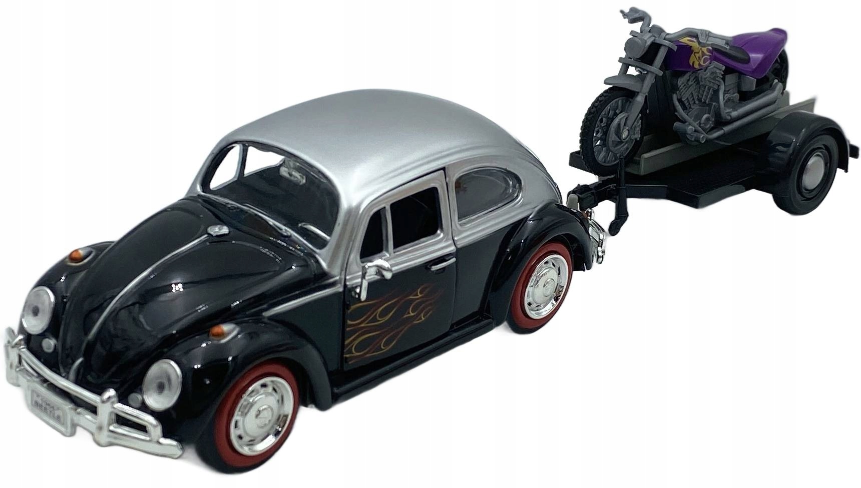 Volkswagen Beetle s přívěsem na motorku 1:24 Motormax 79675