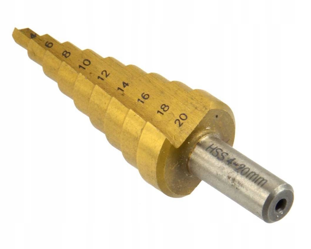 WIERTŁO STOŻKOWE STOPNIOWE TYTANOWE HSS 4-20mm