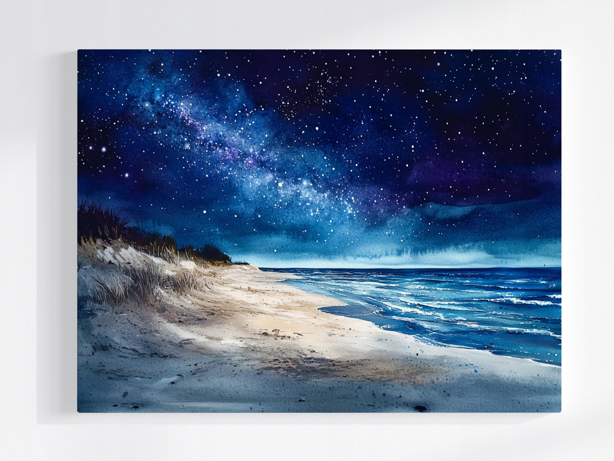 Obraz Na Plátně Canvas Pohled Na Krajinu Moře Pláž Nebe Hvězdy Noc 80x60
