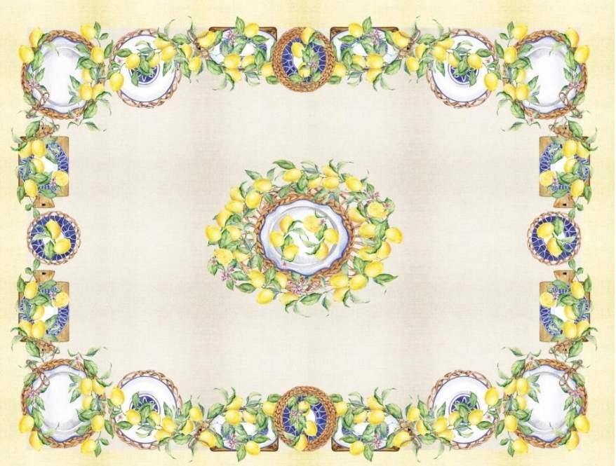 Obrus 150 cm x 250 bawełniany cytryny