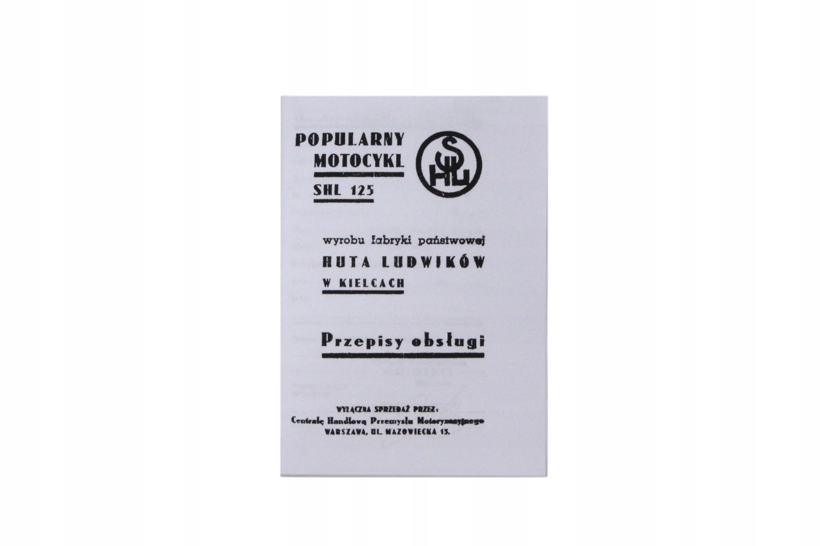 KATALOG INSTRUKCJA OBSŁUGI SHL 125