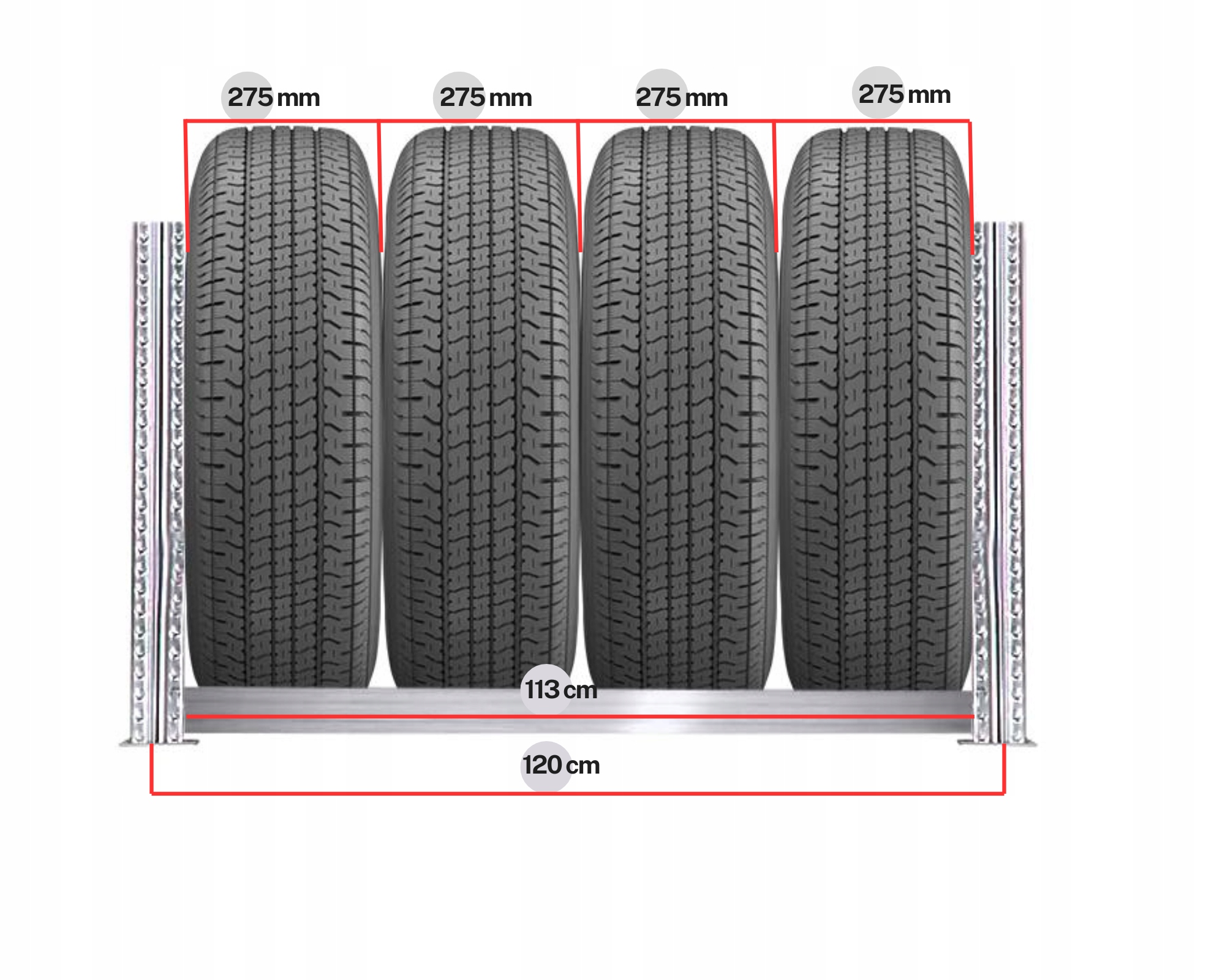 STOJAK NA OPONY REGAŁ NA KOŁA 36 SZT MAX DO 275 mm STALOWY PROFESJONALNY EAN (GTIN) 5905940813138