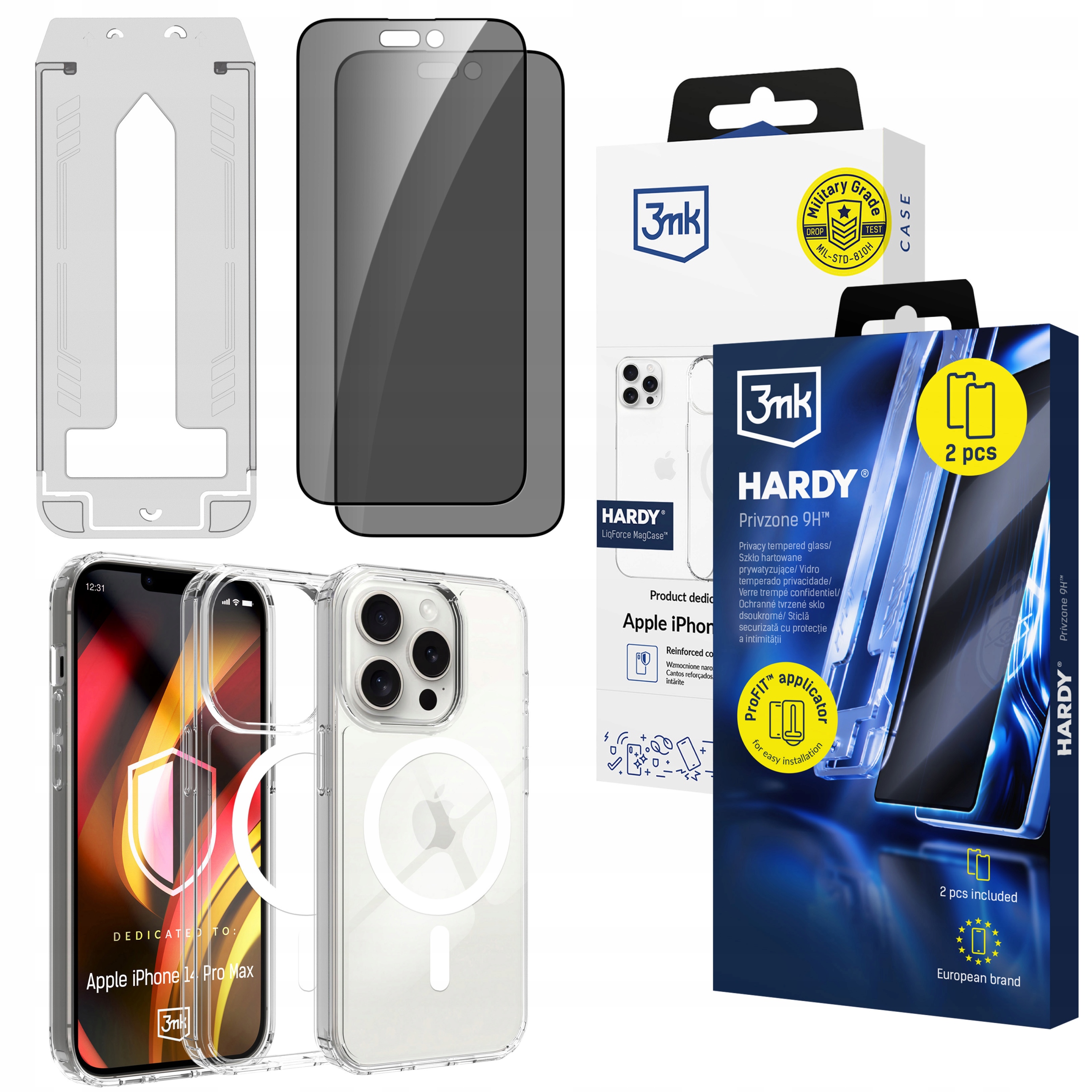 2x Tvrzené sklo 9H pouzdro 3mk na iPhone 14 Pro Max