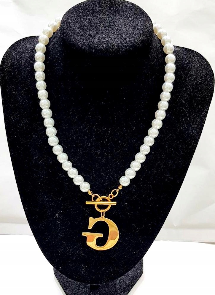 

Naszyjnik Perły Perełki Literka Złota Stal Chirur