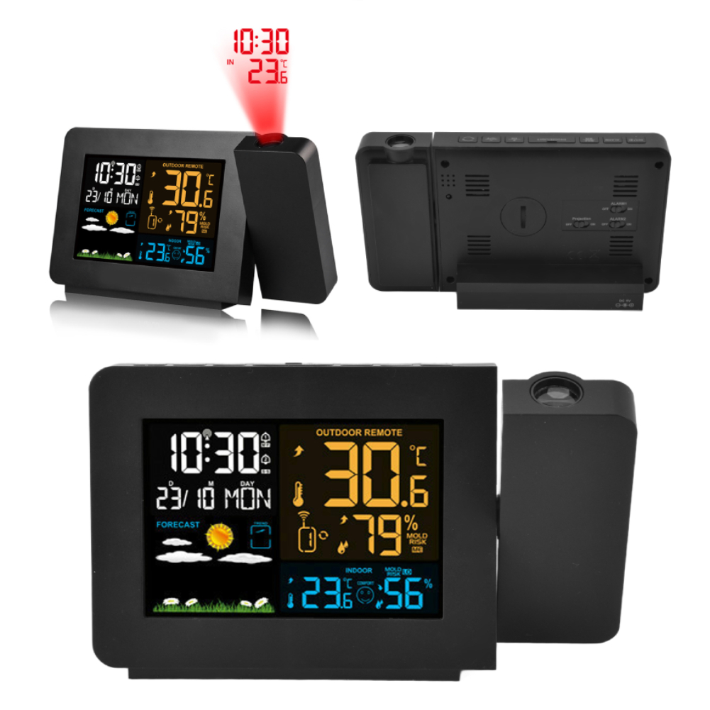 Hodiny S Projektorem Elektronický Budík Meteostanice Vlhkoměr LCD