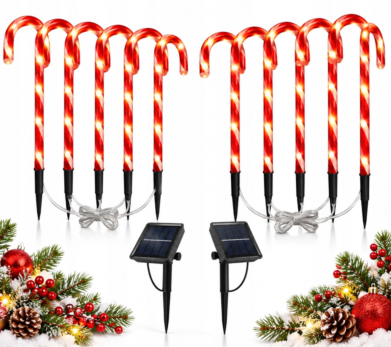 Led Solární Cukrové Lampičky 10 Ks Vánoční Zahradní 74 CM