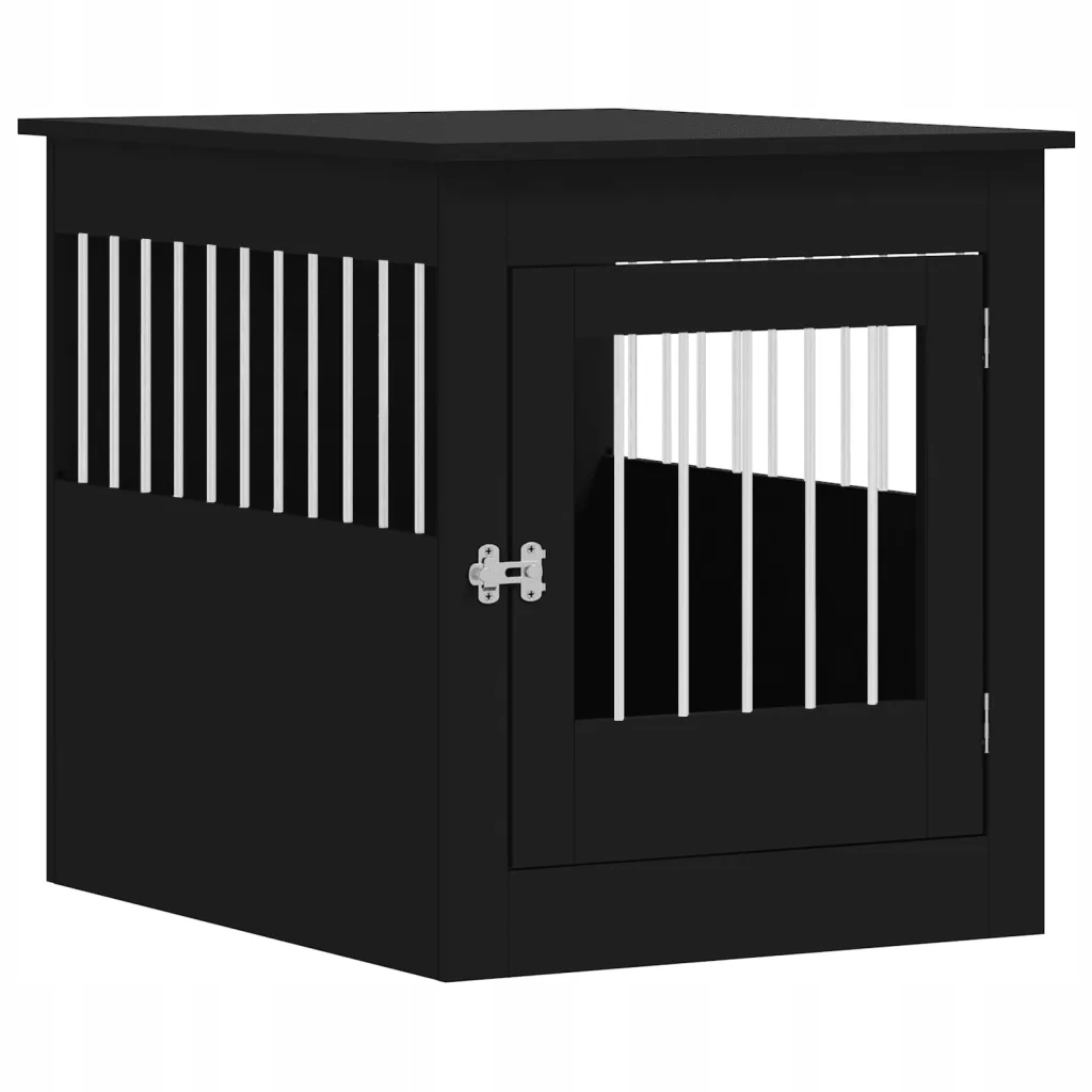 Kotec – Stolek pro psa 2-v-1, Černá, 64,5x80x71 cm, Ocel a materiál Dřevopo